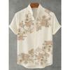 Men's Summer Retro Linen Short Sleeve Shirt HD Natural Floral 3D Printed Shirt Hawaiian Vacation Outdoor Fishing Clothes for Men