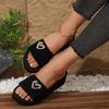 Mode Damen Herzform Perle Mittelhohe Absatz Hausschuhe Mode Zehenfrei Keilabsatz Schwarz Pantoletten Damen Sommer 2025 Outdoor Dicke Sohle Sandalen