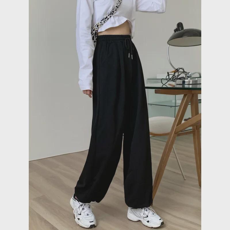 6535 Cotton Korean Casual Gray High-Waist Sports Leggings for Spring & Autumn