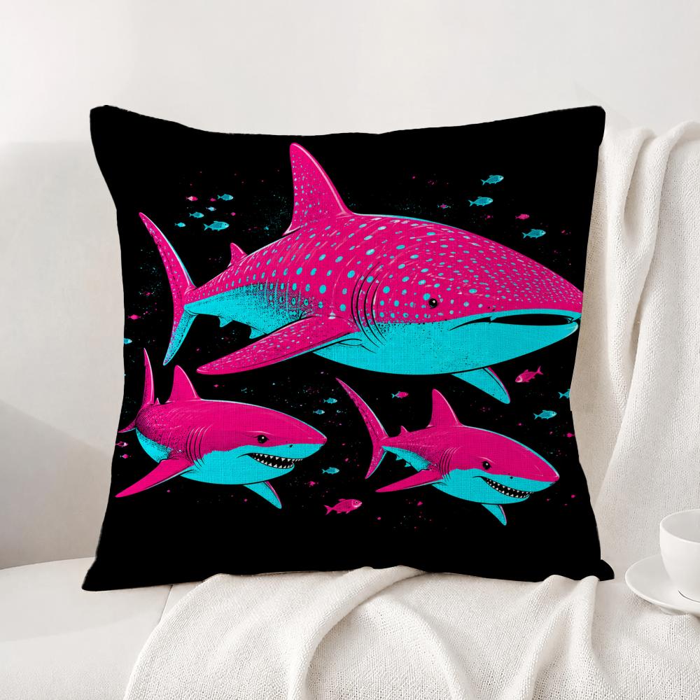 Animal Whale Shark Cushion Cover Natural Linen Pillowcase Set AllinOne Decor Cushion Cover for Sofa Bedroom Chair