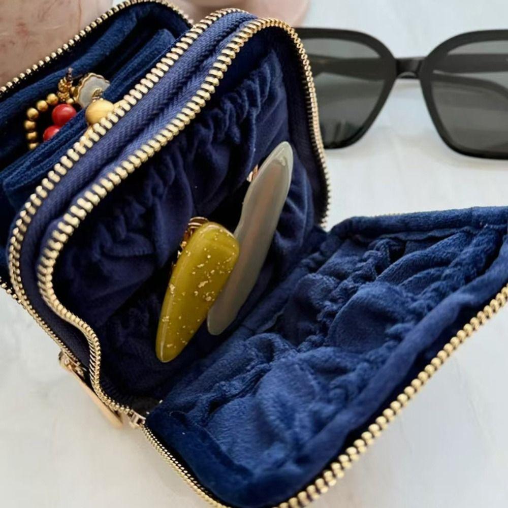 Earrings Jewelry Packing Bag Double-layer Velvet Jewelry Holder Jewelry Storage Bag  Travel