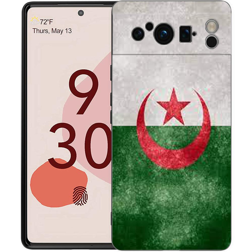 Phone Case For Google Pixel 8 A 7 6 Pro 6A 5G Black Soft Shockproof Back Cover Silicone TPU Shell Coque Algeria Flag