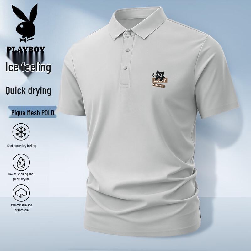 

PLAYBOY Men s Ice Silk Quick-Dry Polo Shirt XL