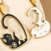 Comfort Couple Necklaces Featuring Adorable Cats Black and White Design Metal Neck Chain Jewelry for Him and Her