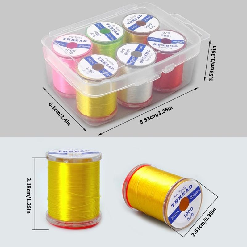 240M Fly Tying Thread Set 6 Bright Color High Strength Fly Tying Thread Fly Tying Wire for Saltwater and Freshwater