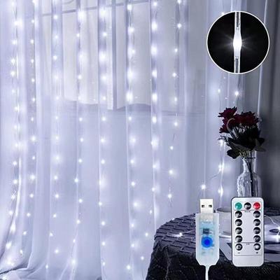 Outdoor Waterproof USB Remote Control LED Curtain String Lights