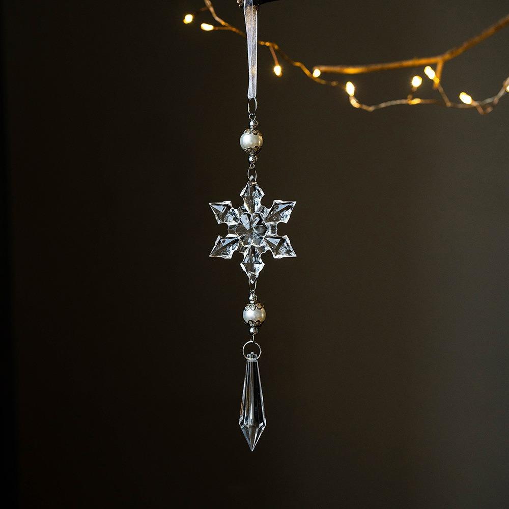 

2pcs Transparent Snowflake Icicle Ornaments Christmas Tree Hanging Ornaments Holiday Party Supplies Style 3