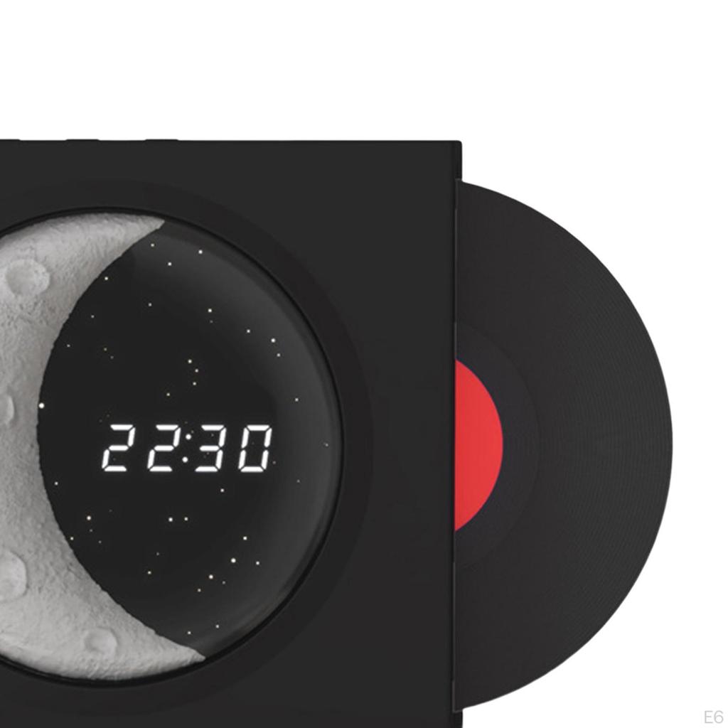 Vinyl Player Speaker, Portable Speaker Support TF Card AUX Vintage Night Light with Time Display