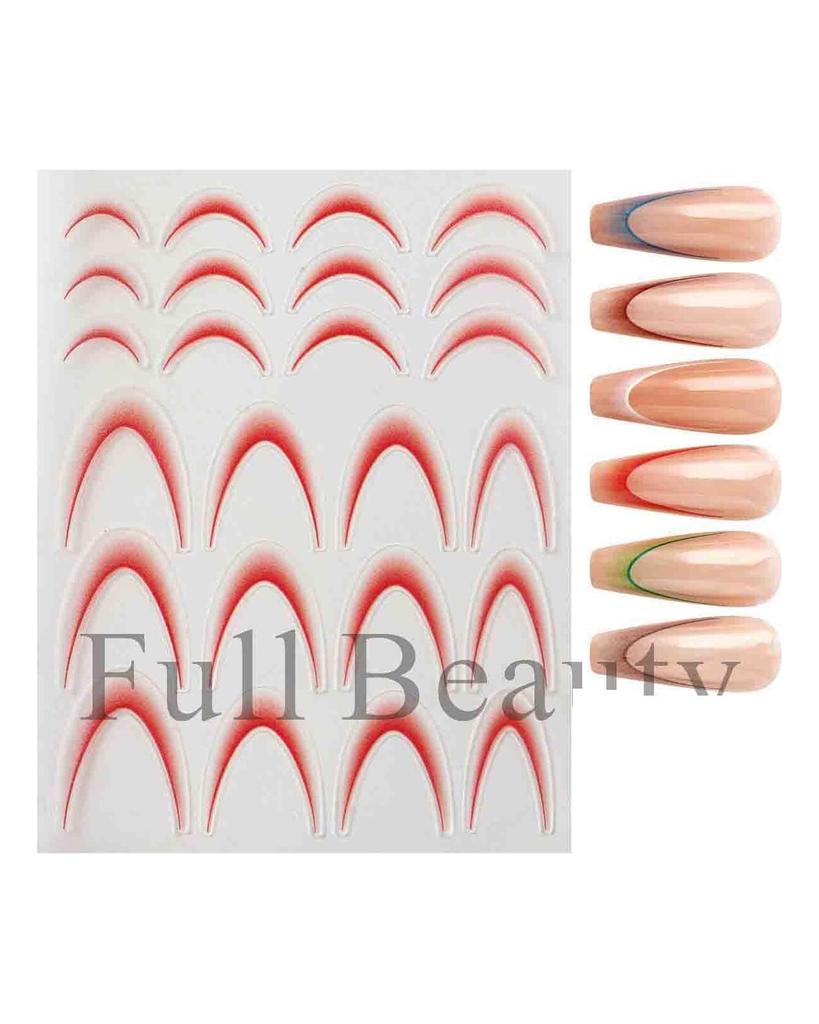 French Nail Stickers Liner Nail Art Decals Colorful Sliders Manicure Decor