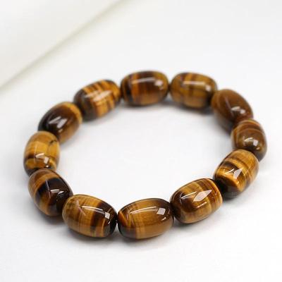 Bracciale con Perle a Barile in Pietra Occhio di Tigre Giallo A+