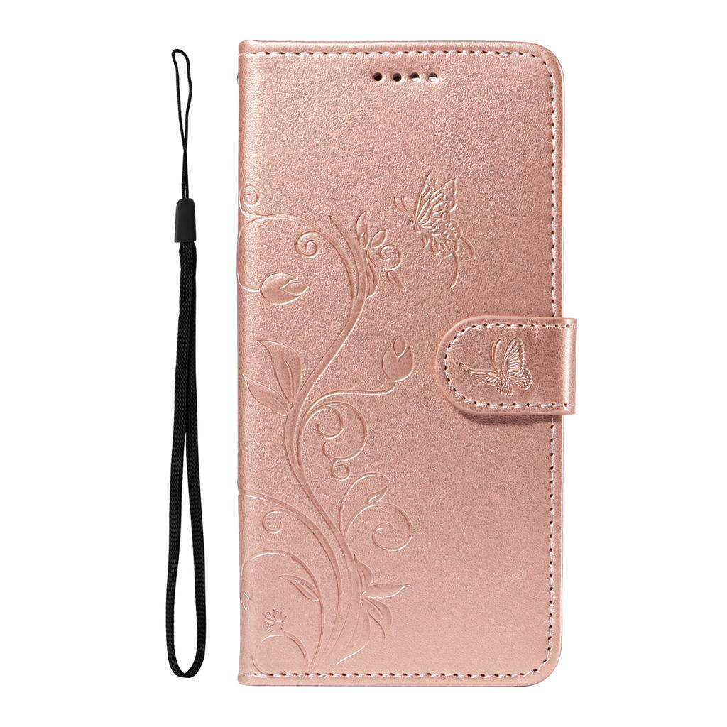For Xiaomi Redmi A3/Poco C61 4G PU Leather Cases Flower Pattern Wallet Stand Phone Cover with Strap