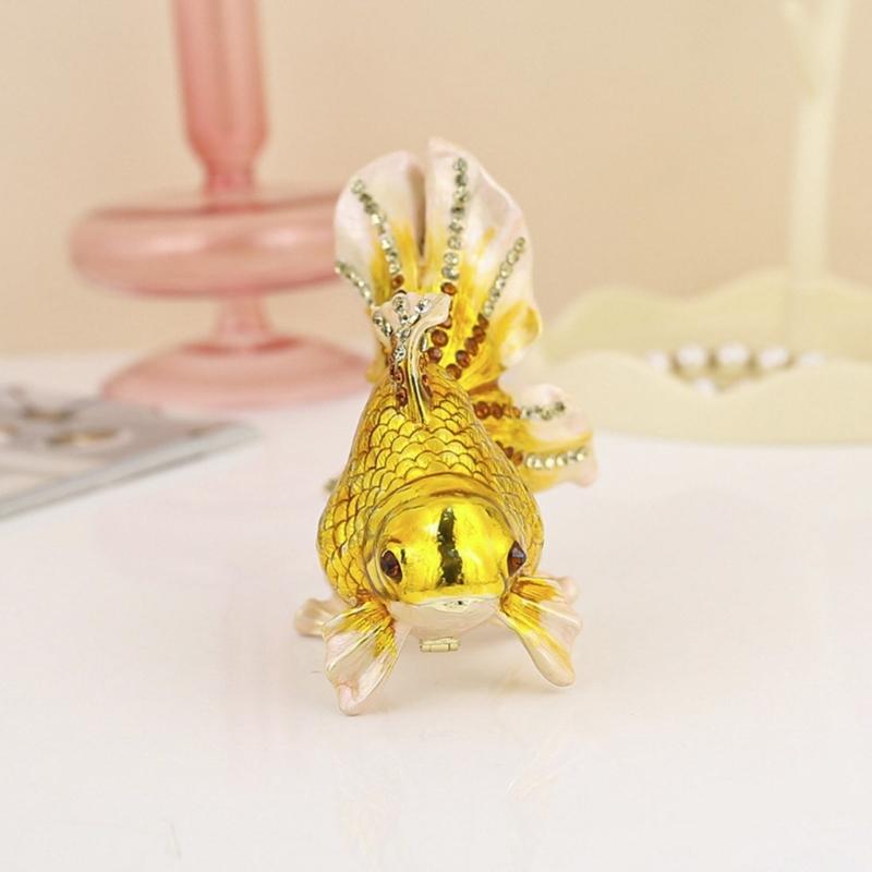 Multifunctional Goldfish Shape Jewelry Holder Delicate Jewelry Organizers Alloy Texture Suitable for Various Occasion