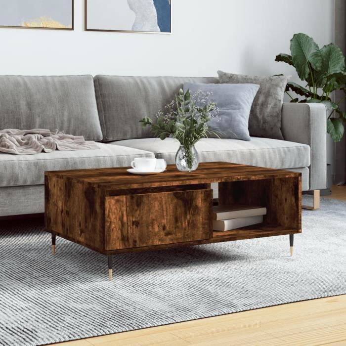 VidaXL Coffee Table Smoked Oak 90x60x35 Cm Engineered Wood 827057