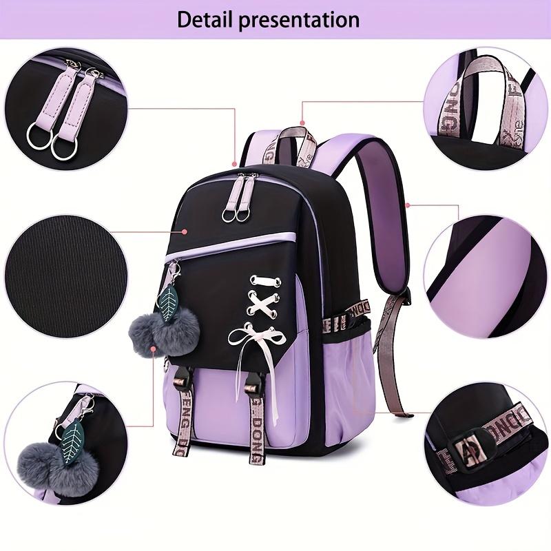 Teenagers Cute Schoolbag Shoulder Backpack Nylon Fabric Girls, Large Capacity Splash-Proof