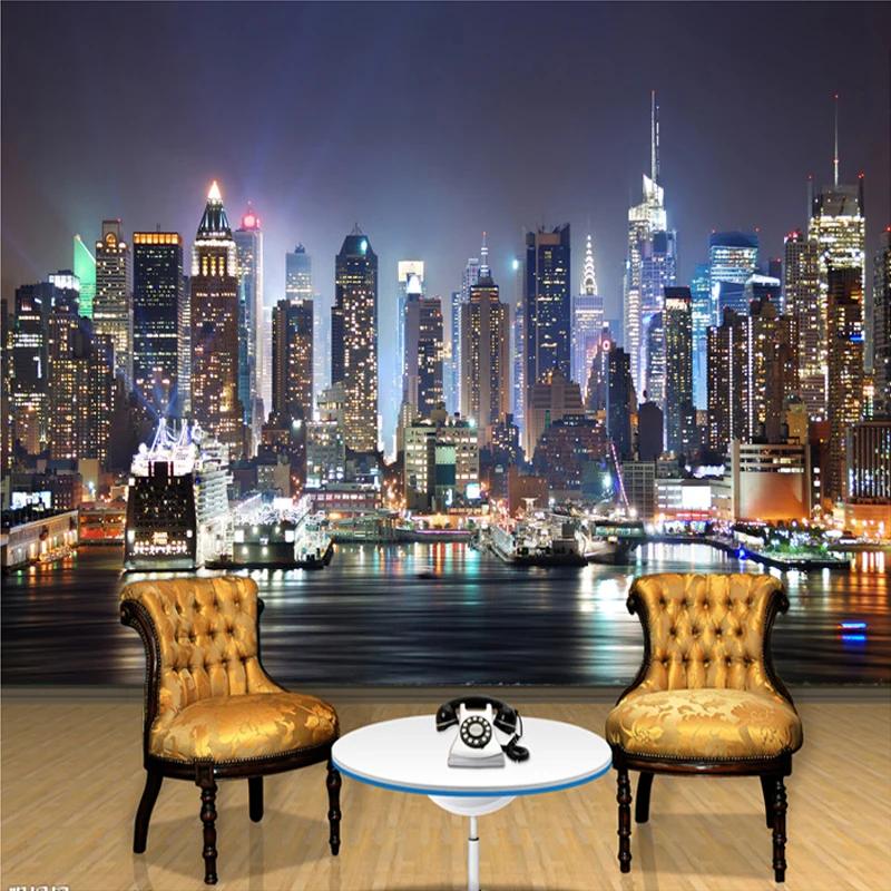3D Wall Mural Wallpapers Modern City Night Views For Bedroom Living Room Sofa Backdrop Wall Paper