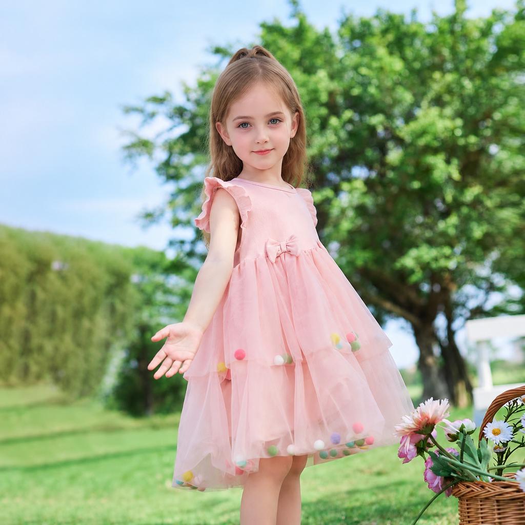 Girls Summer Fashion Sleeveless Midi Princess Dress Stylish Casual Party Wear for Kids