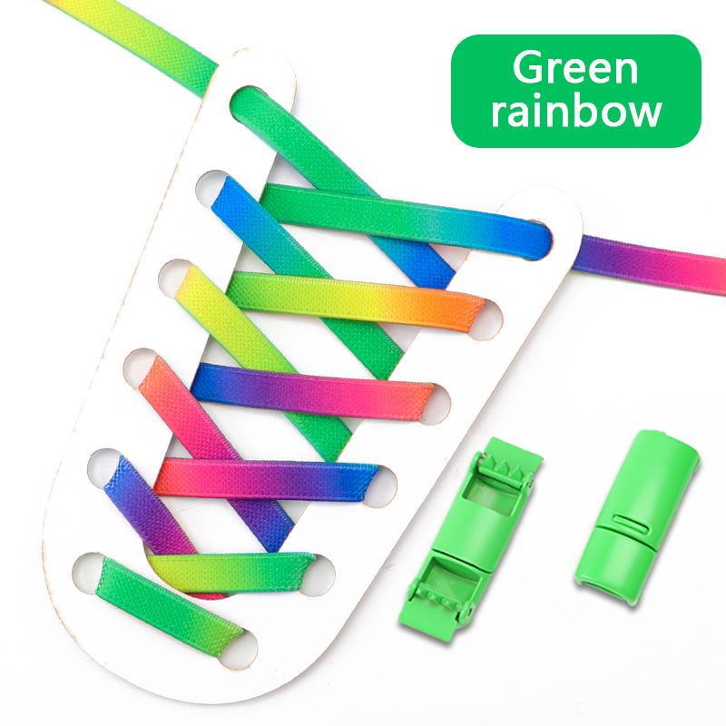 1 Pair Magnetic Lock Shoelaces for Sneaker Rainbow Gradient Flat Elastic Shoelace Adults Kids No Tie Shoe Laces Shoe Accessories
