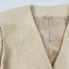 GUCCI 674332 Beige Gold Button Collarless Tweet Jacket Jacket 36 beigeUsed