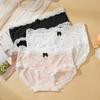 4PCS Women's Lace Panties M-XL Thin Sexy Ice Silk Briefs Dots Breathable Underwear Female Soft Intimates