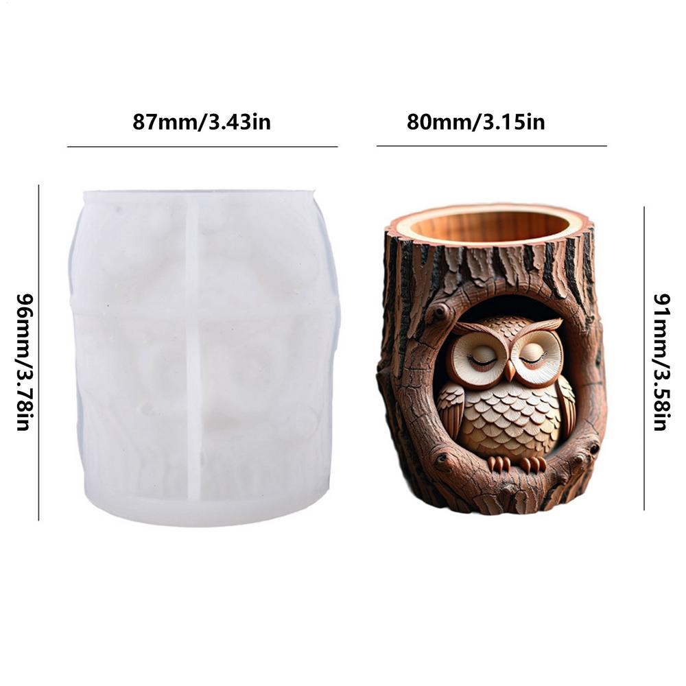 Tree Stump Owl Silicone Mold Epoxy Resin Molds Aromatherapy Cement Gypsum Cup Mold DIY Dropper Storage Cup Flowerpot Ornament