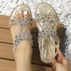 Nuove scarpe comode da donna sandali piatti con strass sandali casual grandi dimensioni cavi