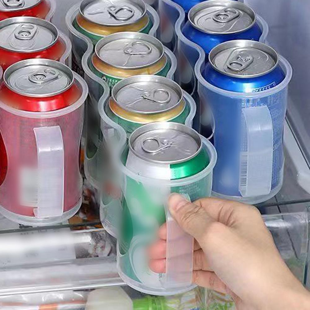 Portable Soda Can Organizer for Refrigerator Shelf, Beer Can Holder, Fridge Storage Sliding Rack, Clear PlasticPortable Soda Can