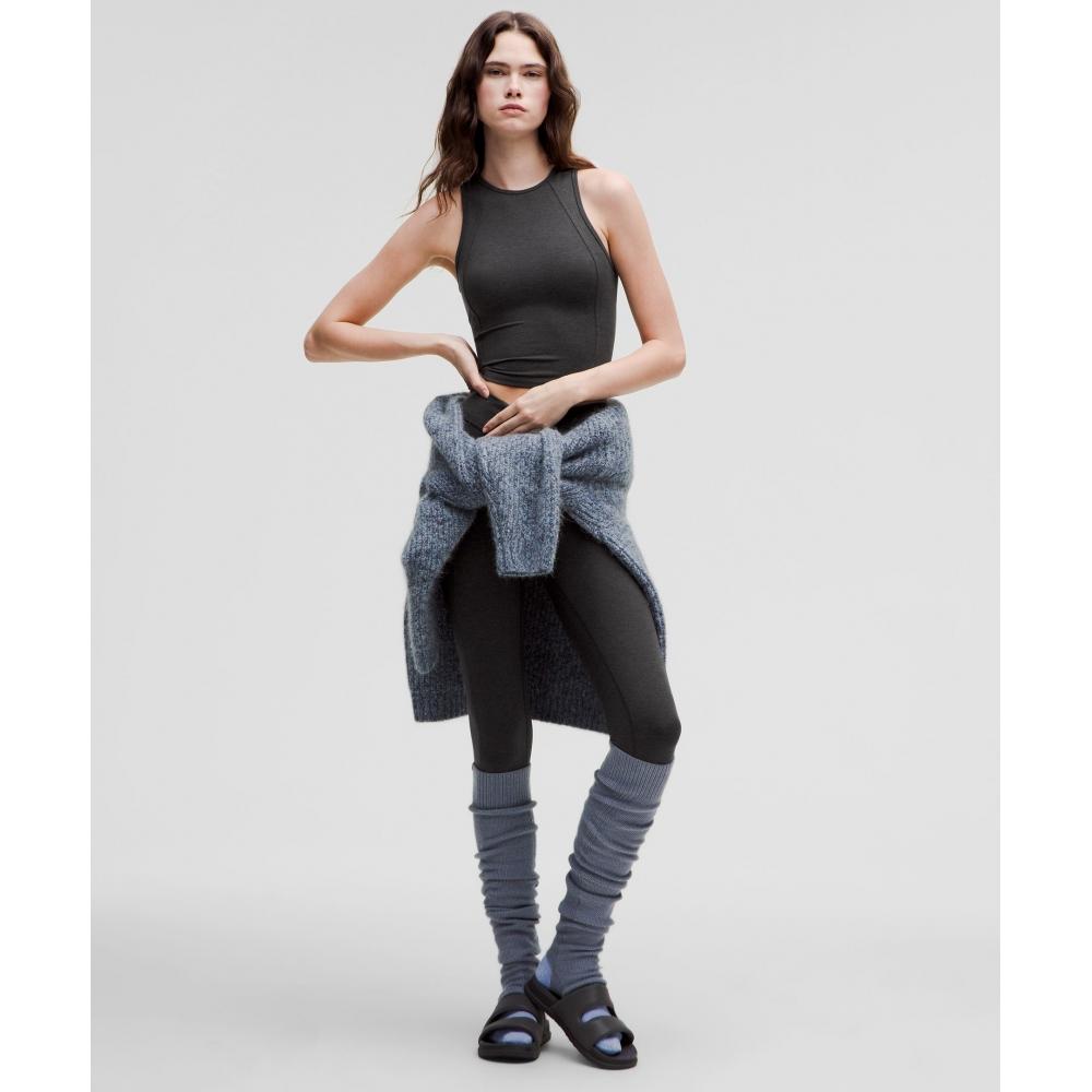 Lululemon Softy Suedey Crewneck Cropped Tank Top Black Black