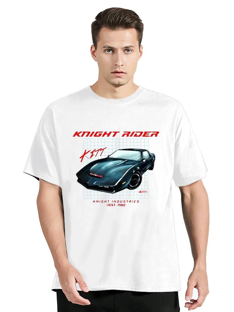 T-Shirt For Men Knight Rider 1982 Kaus Mobil David Bowhoff Knight Industry Kitt Firebir T Shirt Clothing Oversized Tshirt Tees