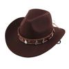 Summer Felt Cowboy Hat Men Women Couple Ethnic Rolled Brim Bohemian Fedora Sun Cap for Outdoor Beach