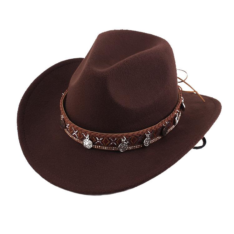 Summer Felt Cowboy Hat Men Women Couple Ethnic Rolled Brim Bohemian Fedora Sun Cap for Outdoor Beach