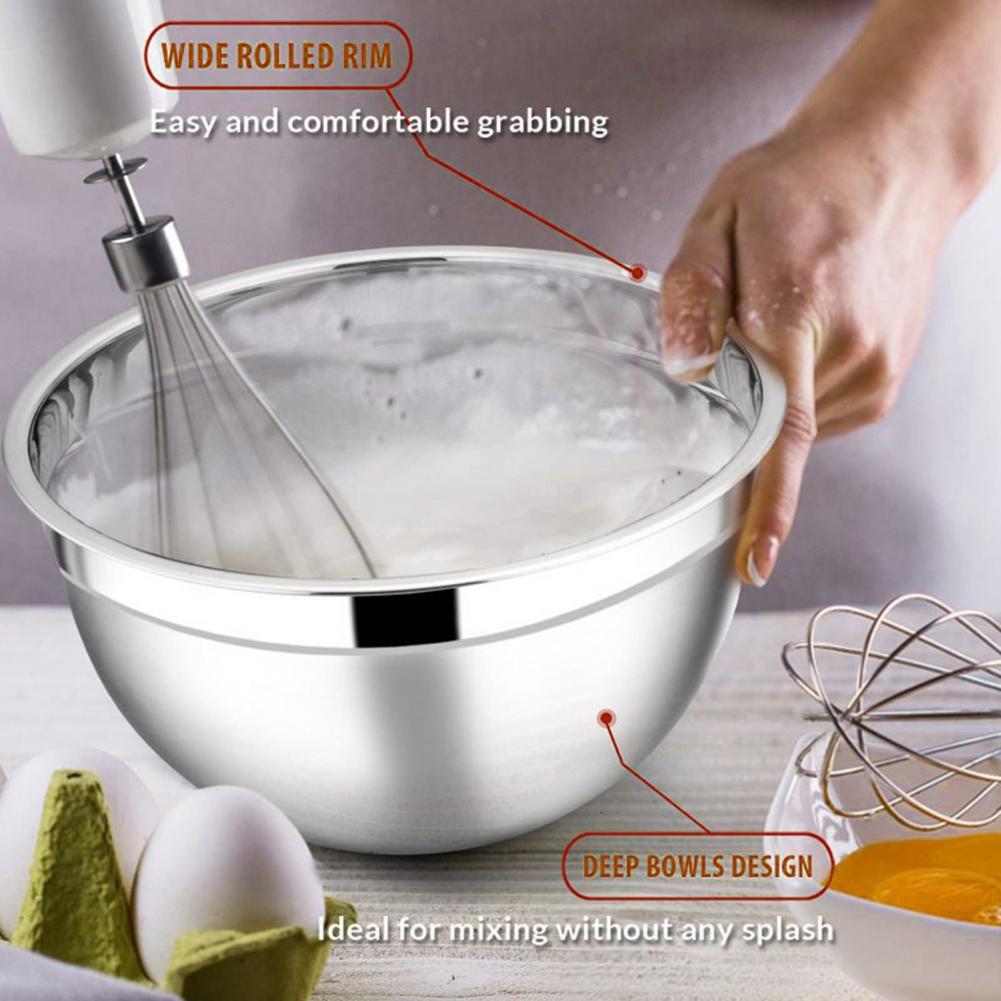 3Pcs Stainless Steel Salad Bowl with Lids Stackable Vegetable Fruit Washing Egg Mixing Noodle Soup Storage Basin Container