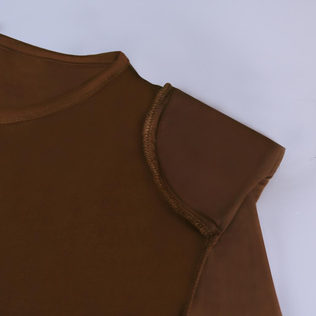 Shoulder Pads T-shirt Women Solid Color 