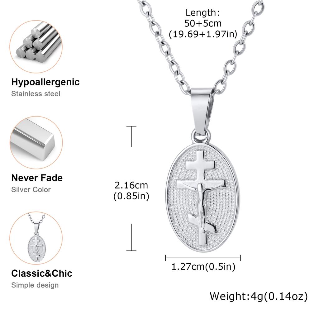 Plain Eastern Orthodox Cross Necklace for Men Women,Gold Plated Stainless Steel Cross Pendant Necklace,Religious Jewelry Gift