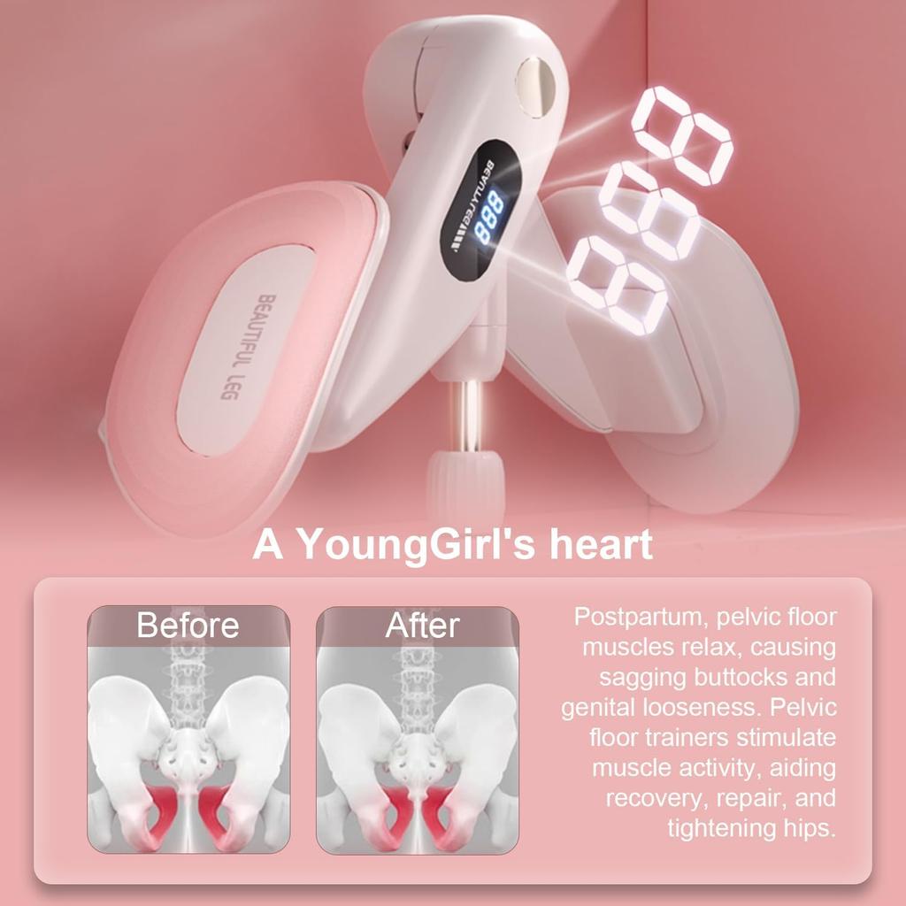 Thigh Master Hip Trainer for Beginner, Thigh Trainer, Built-in Smart Counter, Postpartum Rehabilitation Equipment, Portable Home Gym