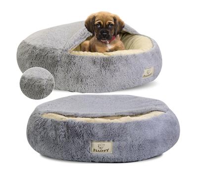 Dog Bed "Fluffy: SHAGGY Hair, Light Gray Color, 3 SIZES, Soft Hair