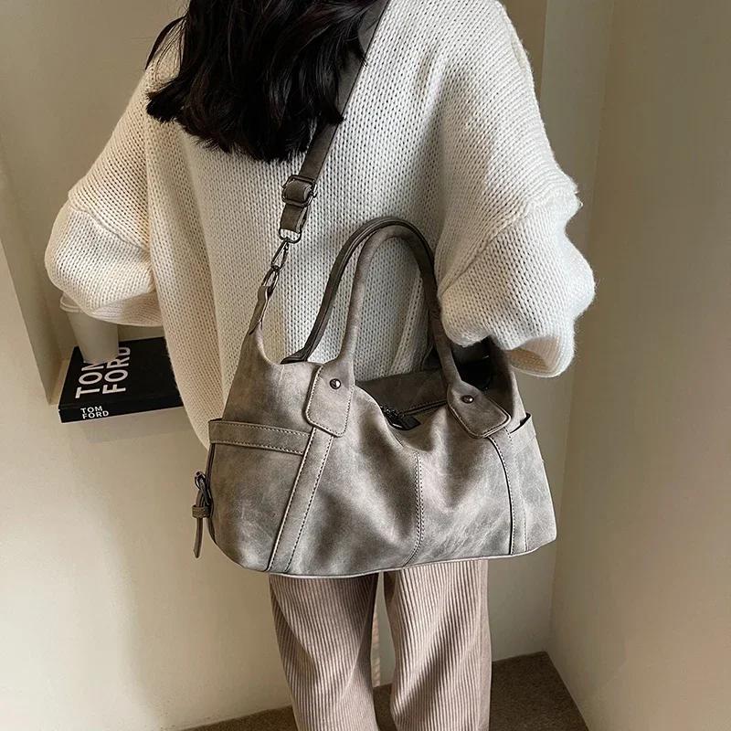 

Легкие роскошные новые однотонные женские сумки-тоут из искусственной кожи на молнии со скидкой, высококачественные модные повседневные классические сумки большой вместимости