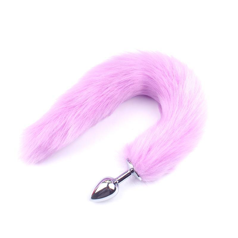 White Fox Fur Tail Metal Anal Plug - Adult Toy for Couples