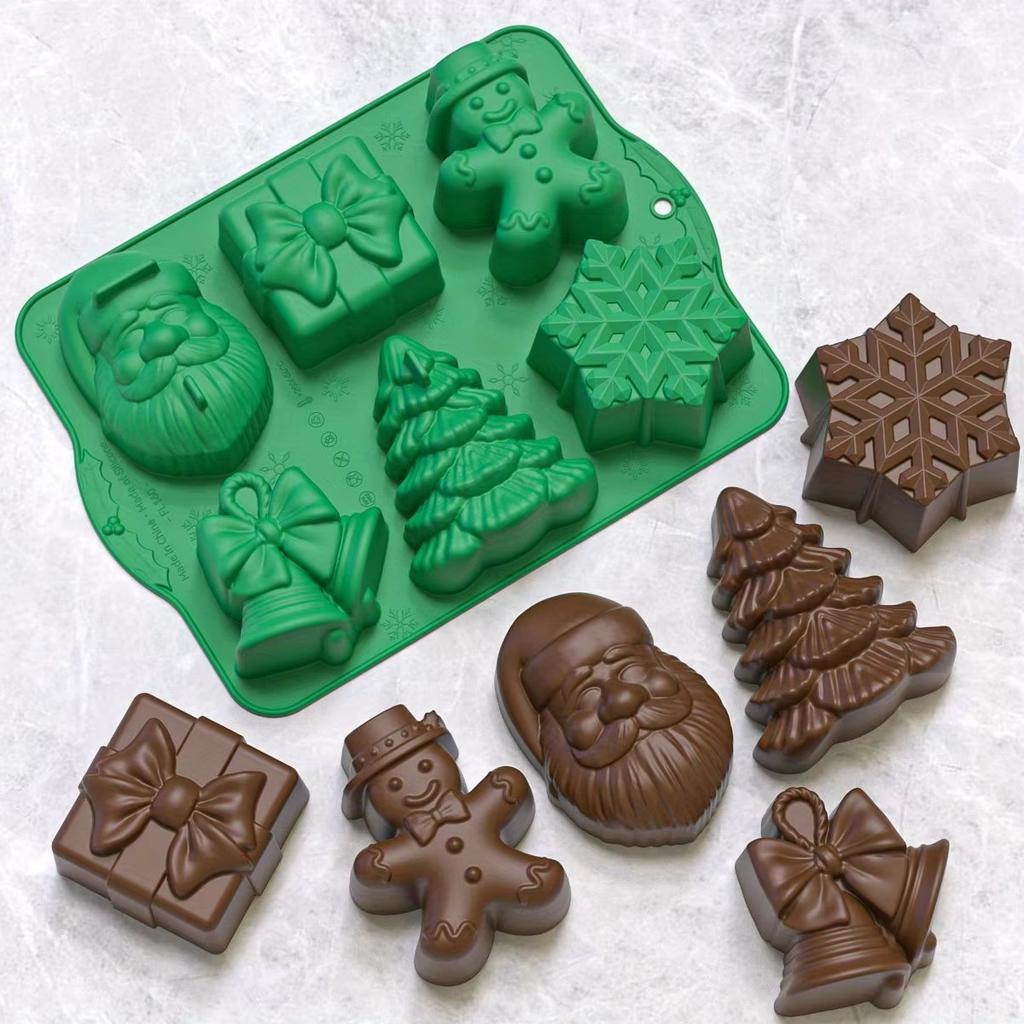 Funny Candy Molds Christmas Theme Shape Silicone Reusable Chocolate Fondant Moulds DIY Baking Decoration Tools