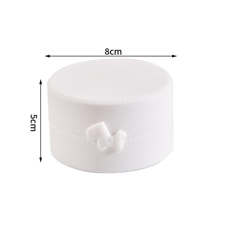 

Round Single-Layer Bow Jewelry Storage Box - Solid Color Plastic with Imitation Pattern for Earrings
