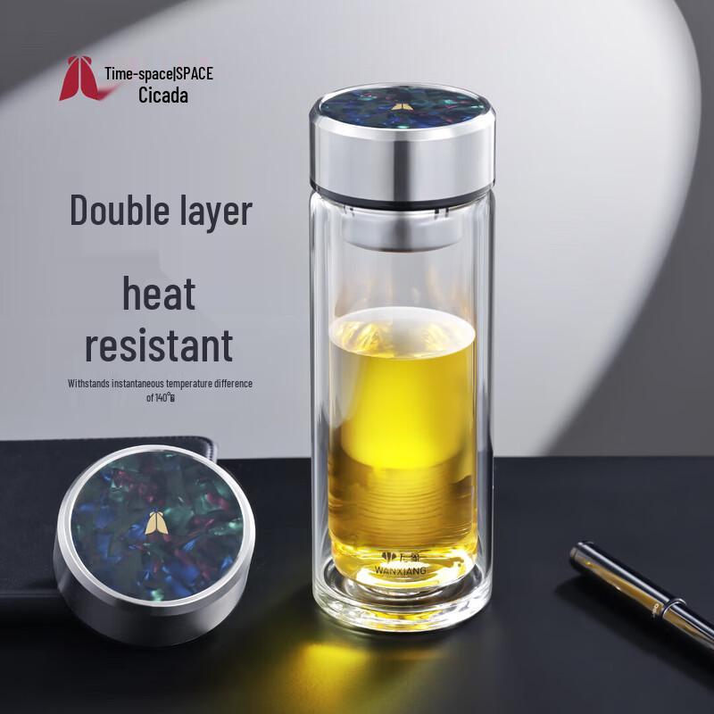 Cicada Double-Layer Business Glass Cup