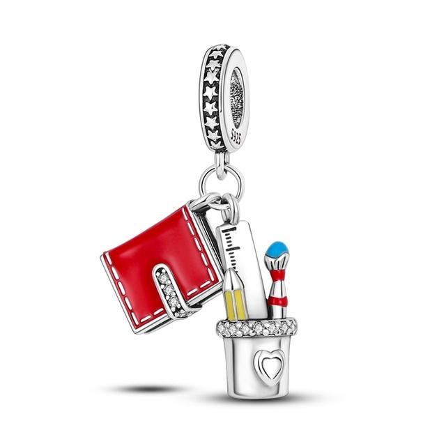 925 Sterling Silver Cz Dangle Baby Footprints wisiorek z motywem zwierzęcym koraliki Fit bransoletka naszyjnik prezent