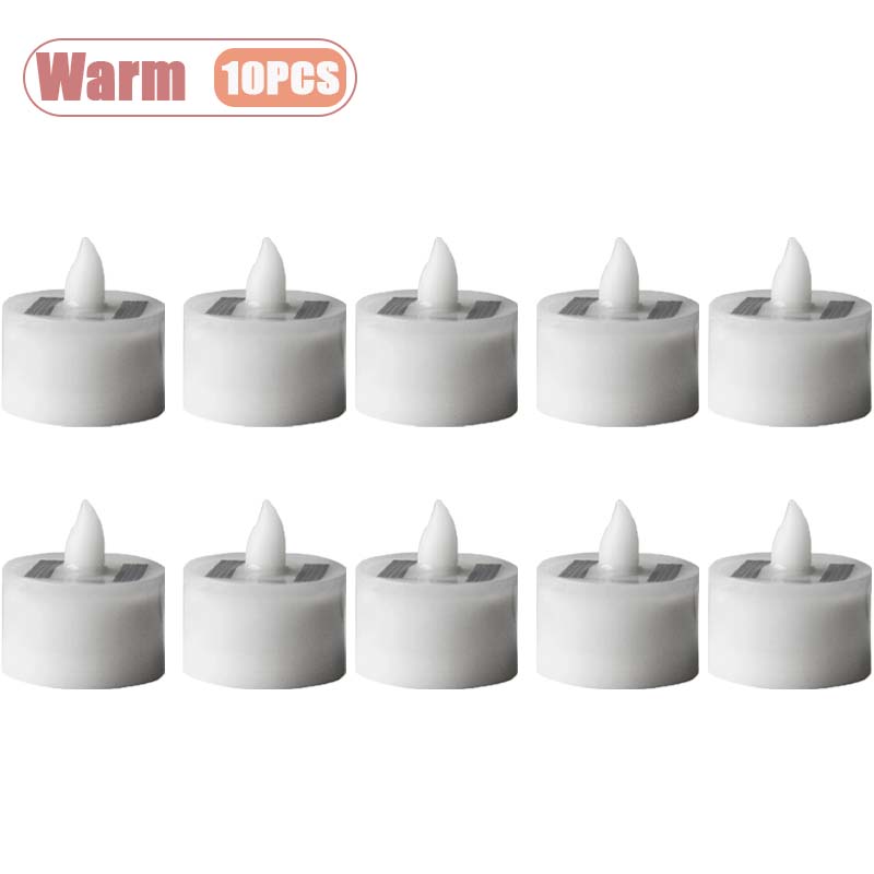 Solar Powered Candle Tea Lights Flameless Fake LED Electronic Candles Outdoor Christmas Small Tea Candles Home Decor