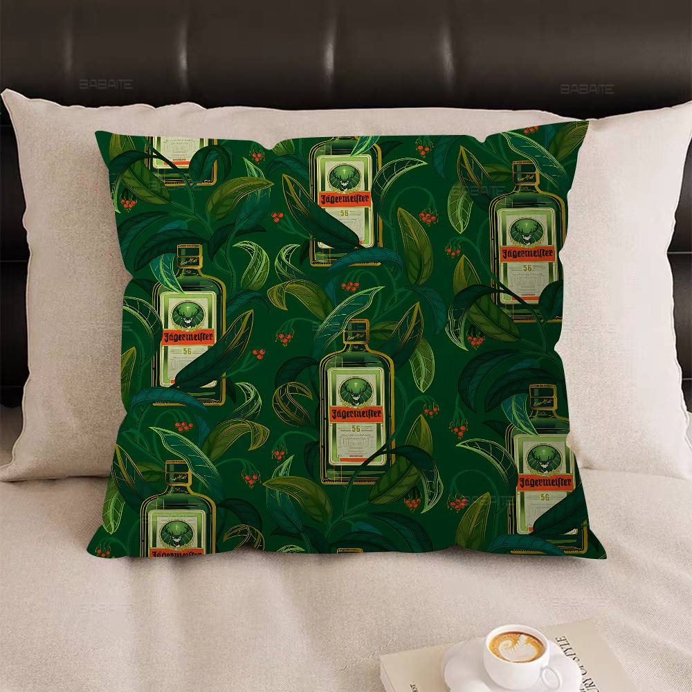 

J-Jagermeisteres Logo Pattern Pillow Gift Home Office Decoration Pillow Bedroom Sofa Car Cushion CoverPillow Case 18x18Inch