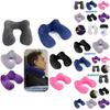 U-shaped Inflatable Neck Pillow Set For Travel With Camel Hump Design Soft And Comfortable