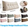 Triangular Wedge Headboard Pillow with Side Pockets Positioning Support Reading Bolster Pillow for Bed Sofa