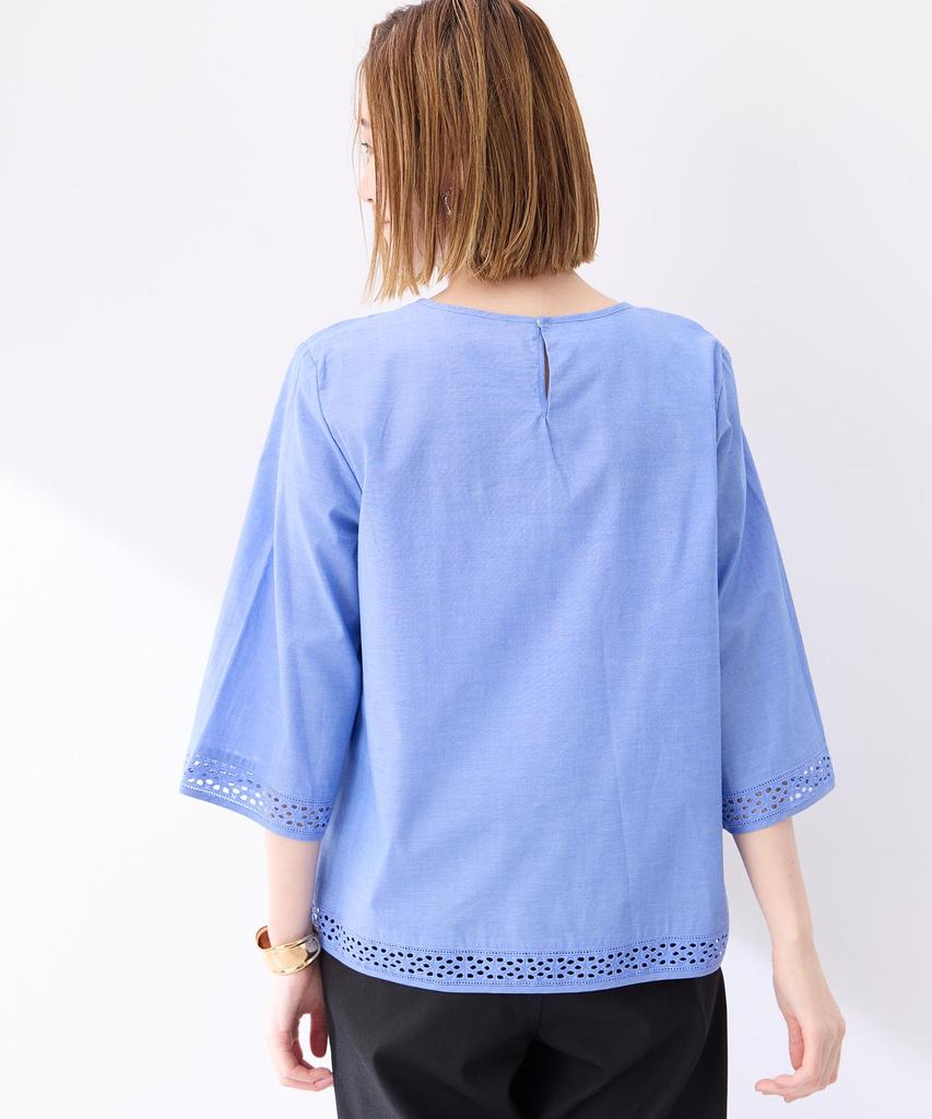 Petit Honfleur Pintuck Lace Blouse Navy Women's 523280,