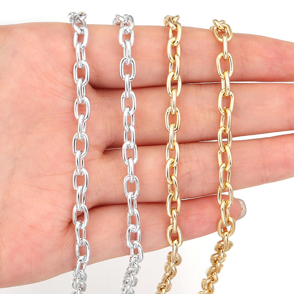5 Yards/Rolle Aluminiumkette Gold Rhodium Farbe O-förmige Kreuz Metallgliederkette Für Schmuckherstellung DIY Halskette Armband Zubehör