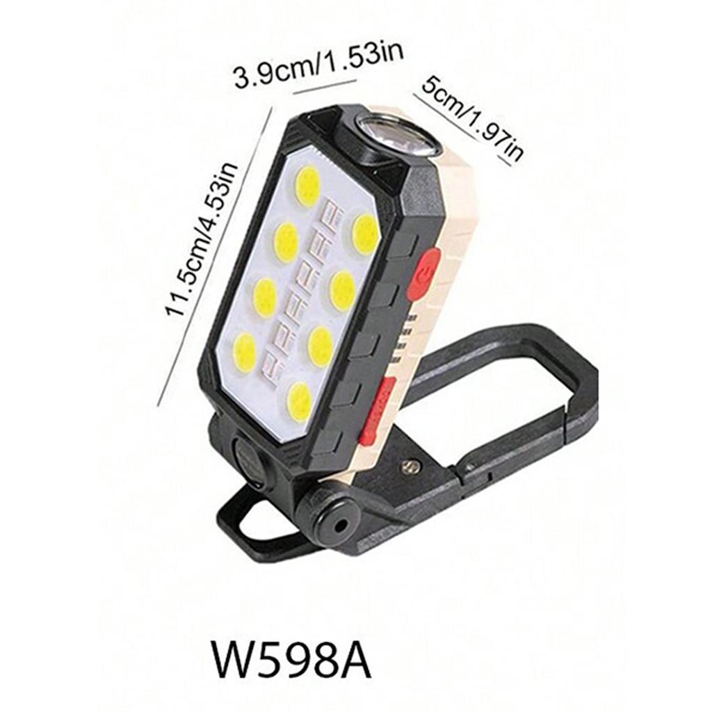 COB Work Light USB Rechargeable LED Flashlight Portable Magnetic Lantern Camping Light Type-C Power Bank Function Lamp