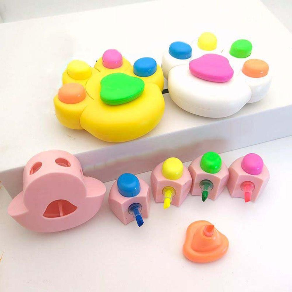 Marking Funnyl Highlighter Pen Cartoon Fluorescent Marker Creative Cat Paw Highlighter Pen Student