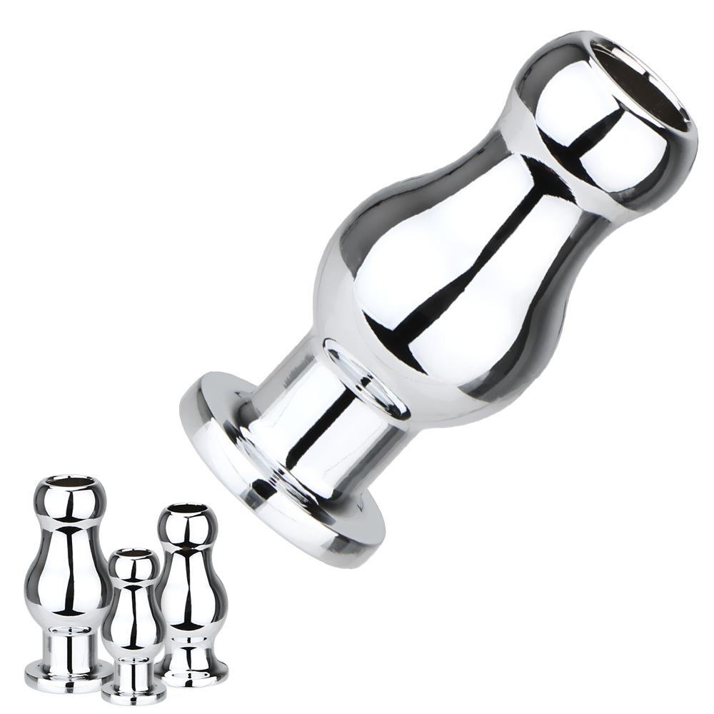 Anal Sex Toys G-spot Stimulator Sex Toys For Woman Men Gay Metal Hollow Anal Plug Anal Dilator Butt Plug Douche Enema Syringe